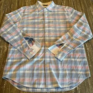 Tommy Bahama Flannel Blanket Long Sleeve Button Down Coastal Shirt Men’s Size L